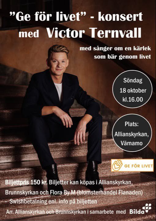 ”Ge för livet” – konsert med Victor Ternvall